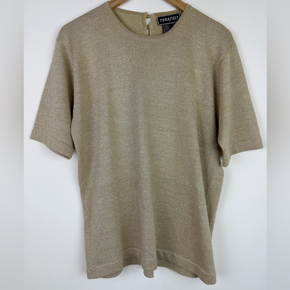 Terazzo Vintage Gold Metallic Knit Top